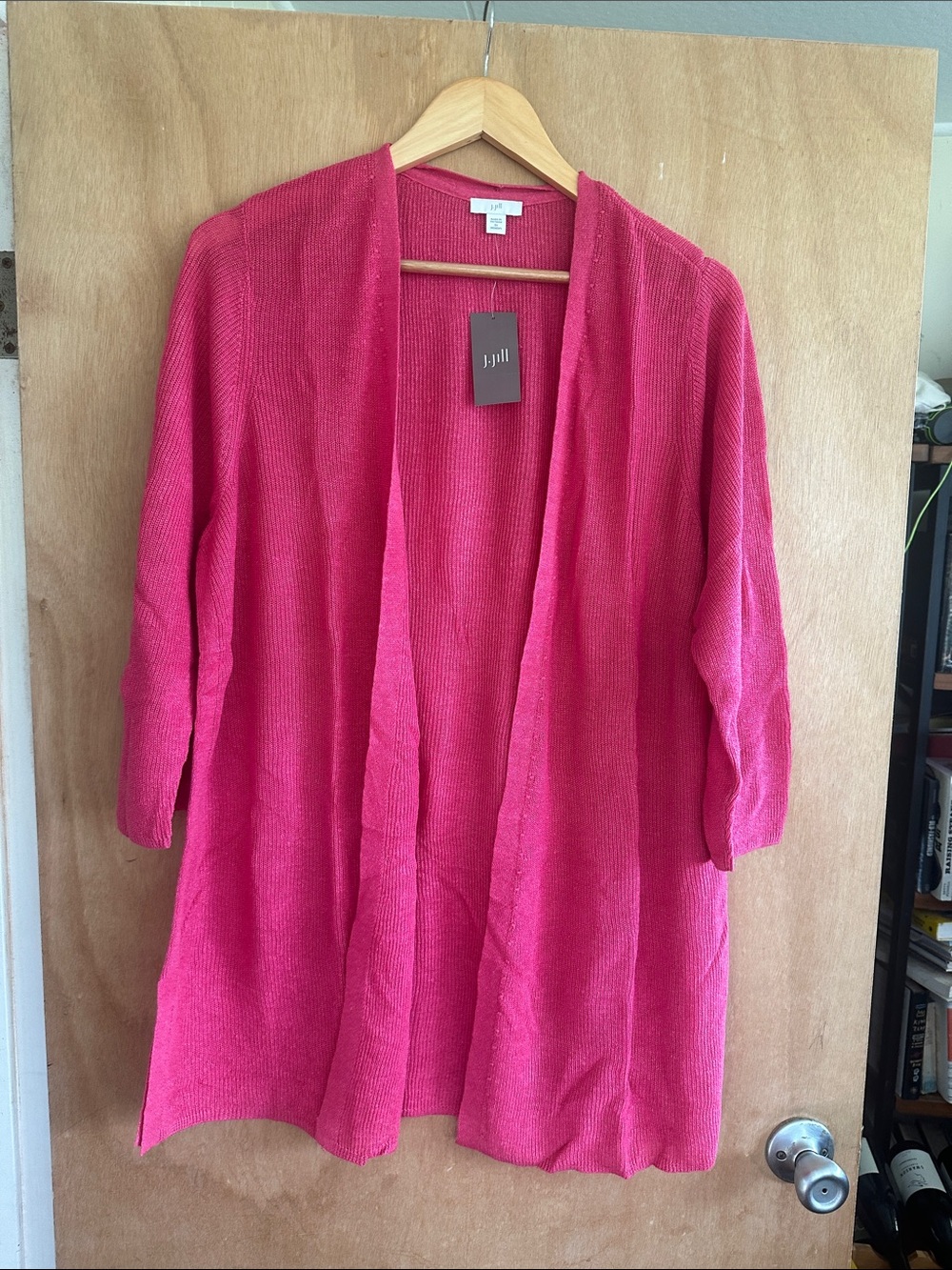 J. Jill Bright Pink Open-Front Cardigan